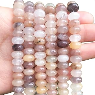 Songxi 5x8mm Pink Aventurine Rondelle Beads, 73PCS Spacer Round Loose Abacus Beads for Jewelry Making, Gemstone for Bracelet Necklace Earrings, Arts and Crafts