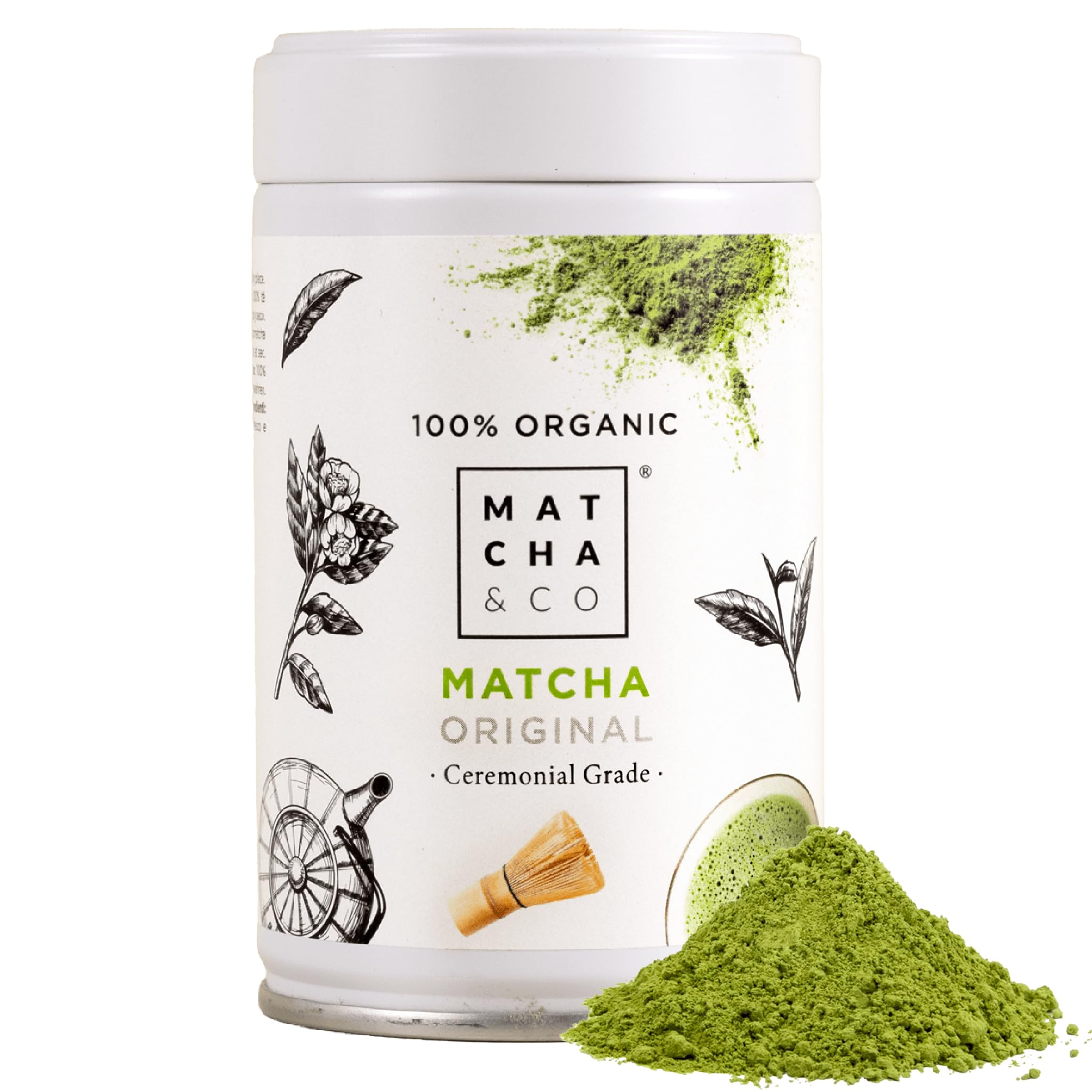 Matcha & CO Original Matcha Tea 100%, Ceremonial Grade, Organic Powder from Japa