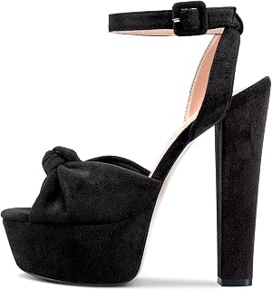 Castamere Women's High Chunky Wide Platform Heel Open Toe Strap Ankle Knot Bow Sandals