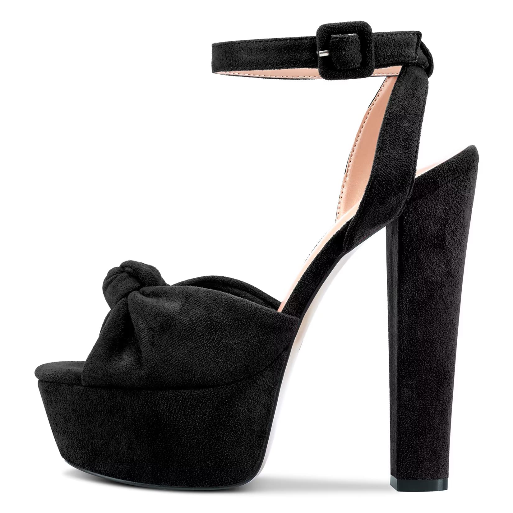 Castamere Women's High Chunky Wide Platform Heel Open Toe Strap Ankle Knot Bow S
