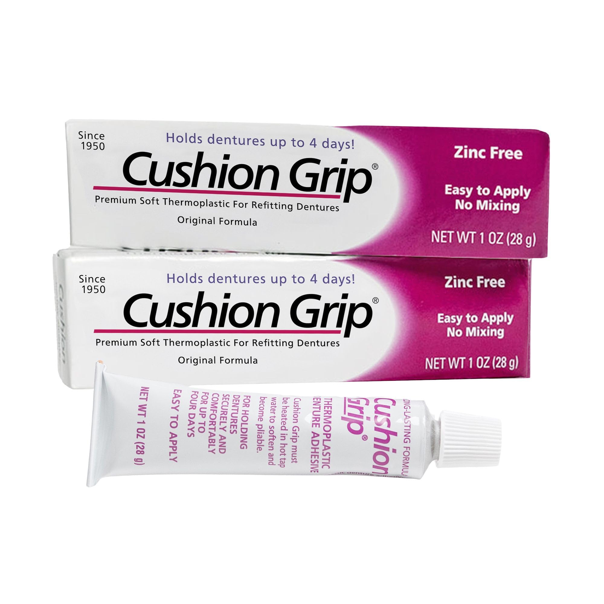 Cushion Grip Thermoplastic Denture Adhesive – Refits & Tightens Dentures, Works 