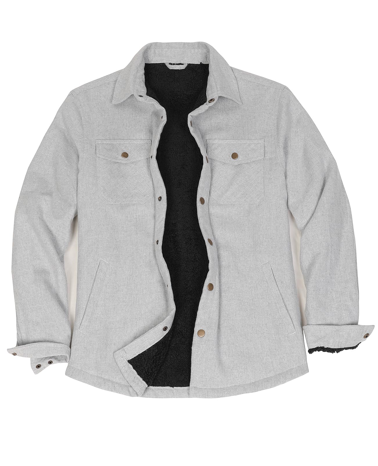 ZENTHACE Men's Sherpa Lined Flannel Shirt Jacket,Long Sleeve Brushed Flannel Sha