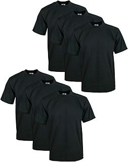 Pro Club Men's Heavy Cotton Crew Neck Short Sleeve T-Shirt - Pack of 6