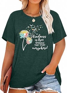 Women Plus Size Dandelion Print Floral Graphic Short Sleeve T Shirt Summer