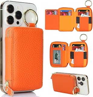 Cavor Compatible with MagSafe Wallet, Magnetic Phone Wallet, Orange