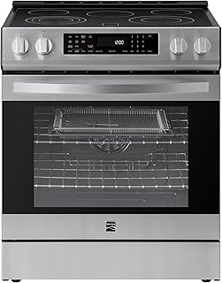 Kenmore 5.6 cu. ft. Front Control Electric Range Oven - Stainless Steel | 5 Elements - True Convection, Air Fry Including Rack, Self Clean Oven, Temperature Probe, Chrome Racks, Large Window