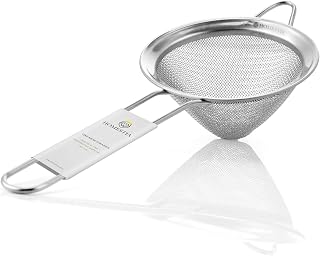 Homestia 304 Stainless Steel Fine Mesh Strainer, Sieve Sifter For Tea, Food | 3.3'' Kitchen Small Strainer Fine Mesh, Sieve Filter for Tea, Fruits, Juicing, Drinks, Coffee, Cone Cocktail Bar Strainer