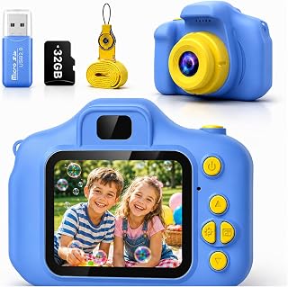 Desuccus Kids Camera for Ages 3-12, HD Digital Camera with 32GB Card | Photo and video camera with filters, frames and games, plus a 32GB card and lanyard for travel, birthdays and holidays.