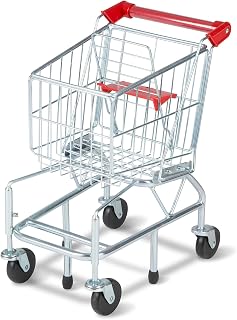 Melissa & Doug Toy Shopping Cart | Metal Grocery Cart, Pivoting Wheels, Folding Seat for Dolls, Pretend Play Grocery Toy, Preschool Toys for Kids, Ages 3+