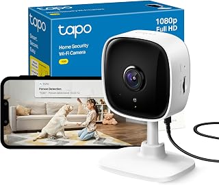 Tapo TC60 Full HD Indoor Security Camera Pet Camera Baby Camera | Dog Cat Camera House Security, Motion Detection, Night Vision, Two-Way Audio, Sound & Light Alarm, No Monthly Fee, Alexa