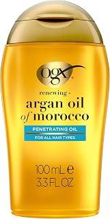 OGX Renewing + Argan Oil of Morocco Penetrating Hair Oil, 3.3 fl. oz | 24-Hour Frizz Control, Repairs Split Ends, Boosts Shine, Paraben-Free Formula, For All Hair Types