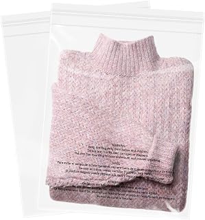 WEPOLY - 12" x 15" (200 Count) Clear Poly Bags with Suffocation Warning | Clear Plastic Poly Bags 1.6 Mil for Packaging, Shipping, Clothing, Shirts & FBA - Resealable Adhesive