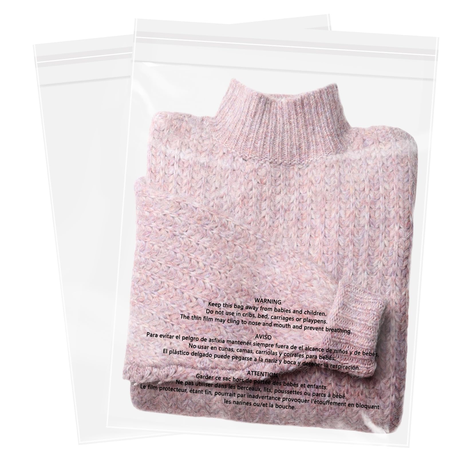 WEPOLY - 12" x 15" (200 Count) Clear Poly Bags with Suffocation Warning | Clear 