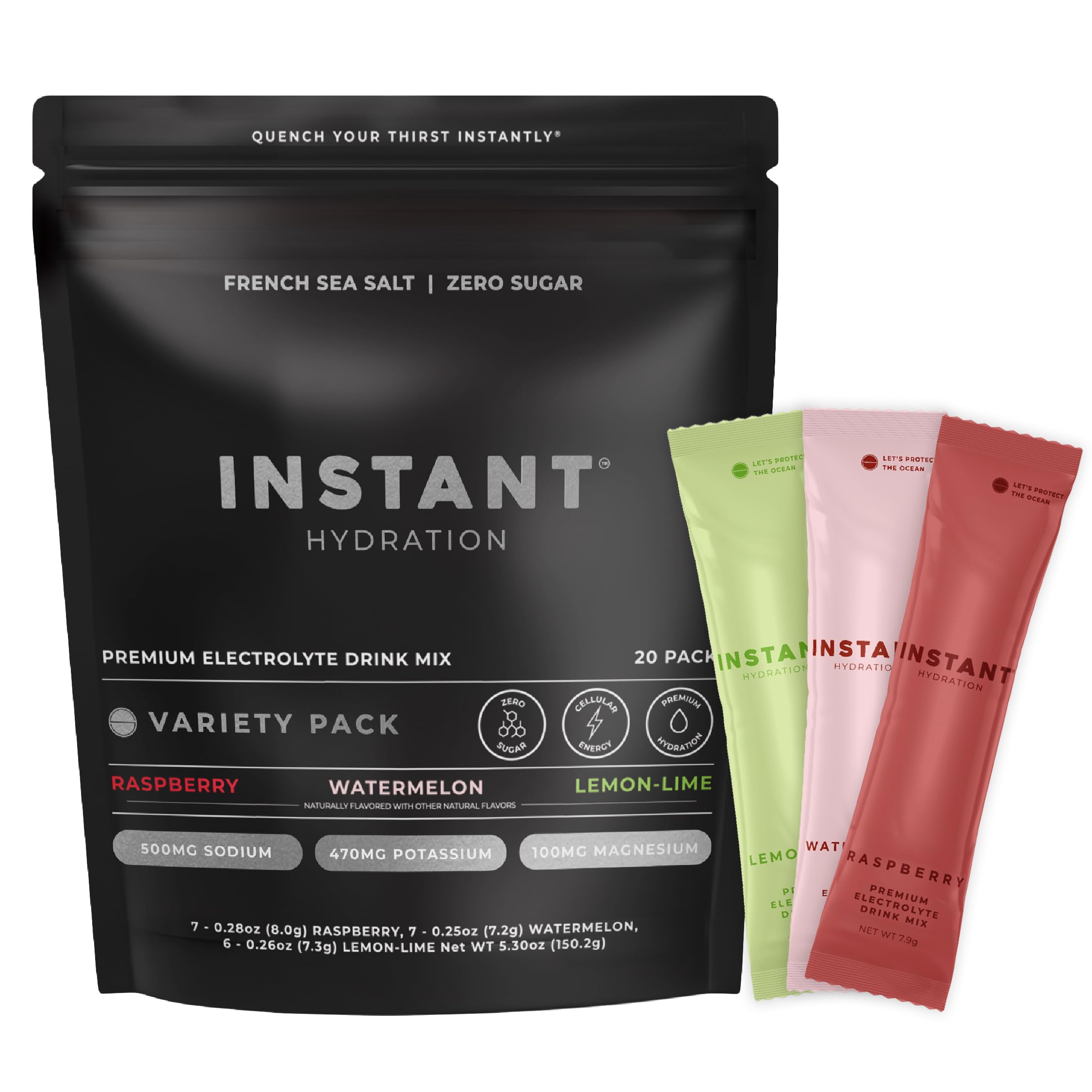 Instant Hydration Sugar Free Electrolytes Powder Packets Variety Pack - Watermel