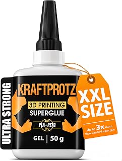 3D Printing Super Glue Gel 50 g - PLA ABS PETG TPU ASA Instant Adhesive | non drip, gap filling, no run adhesive, vertical 3D bonds, clear, waterproof, heat resistant, anti-clog cap, PLA ABS PETG TPU