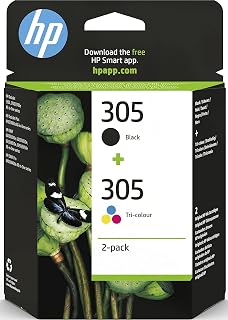 HP 305 Black/Colour Original Ink Cartridges Pack of 2 | Ink for DeskJet 2300, DeskJet 2700, DeskJet Plus 4100, ENVY 6000, ENVY Pro 6400, ~100 pages (6ZD17AE)