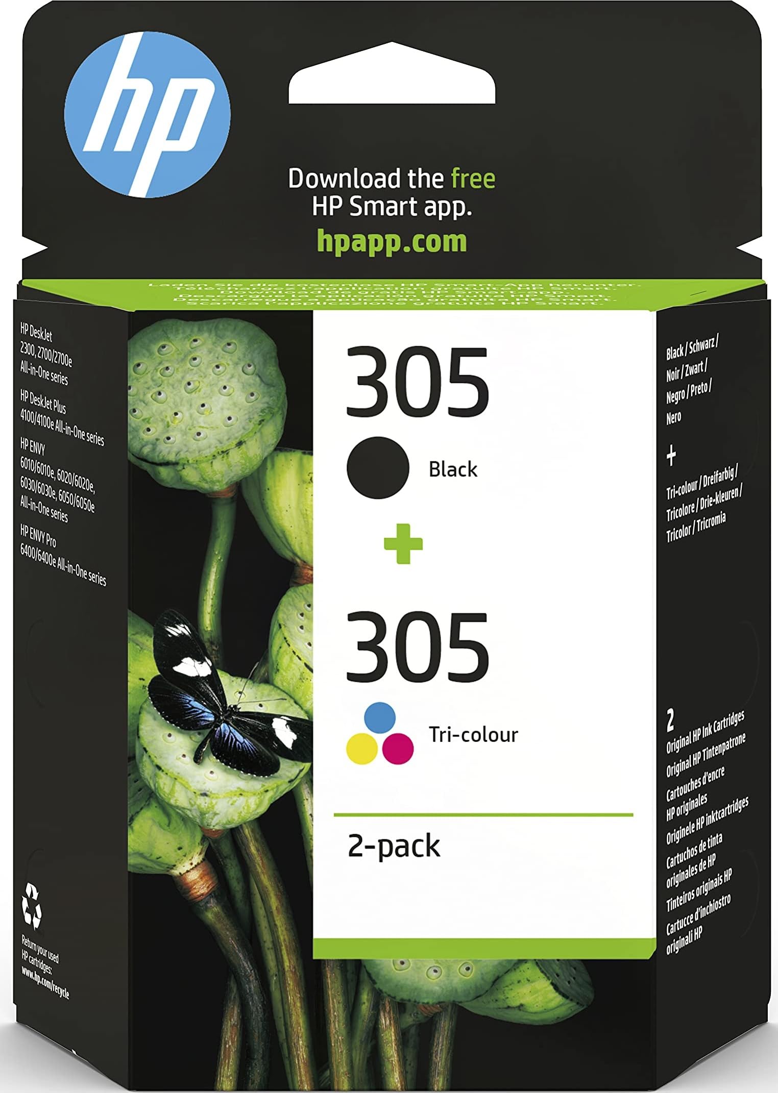 HP 305 Black/Colour Original Ink Cartridges Pack of 2 | Ink for DeskJet 2300, De