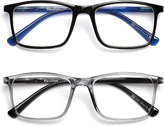 OPULIZE Ink 2 Pack Large Reading Glasses Black Grey Men Women Spring Hinges RR4-17 +1.00