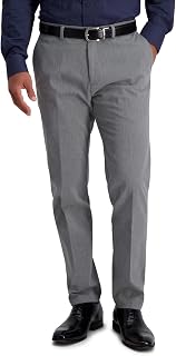 Haggar Men's Iron Free Khaki Classic Pleat Front Expandable Casual Trousers