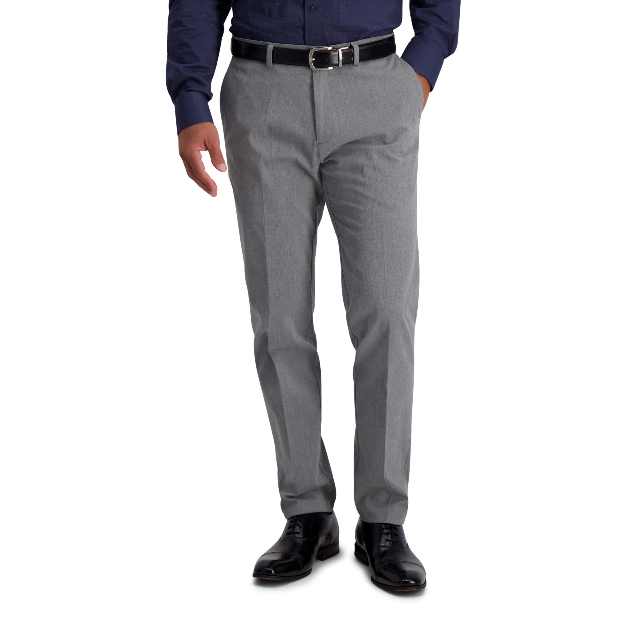 Haggar Men's Iron Free Khaki Classic Pleat Front Expandable Casual Trousers