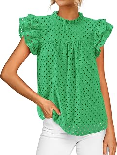 BTFBM 2025 Women Casual Summer Short Ruffle Sleeve Shirt Crew Neck Lace Embroidered Blouses