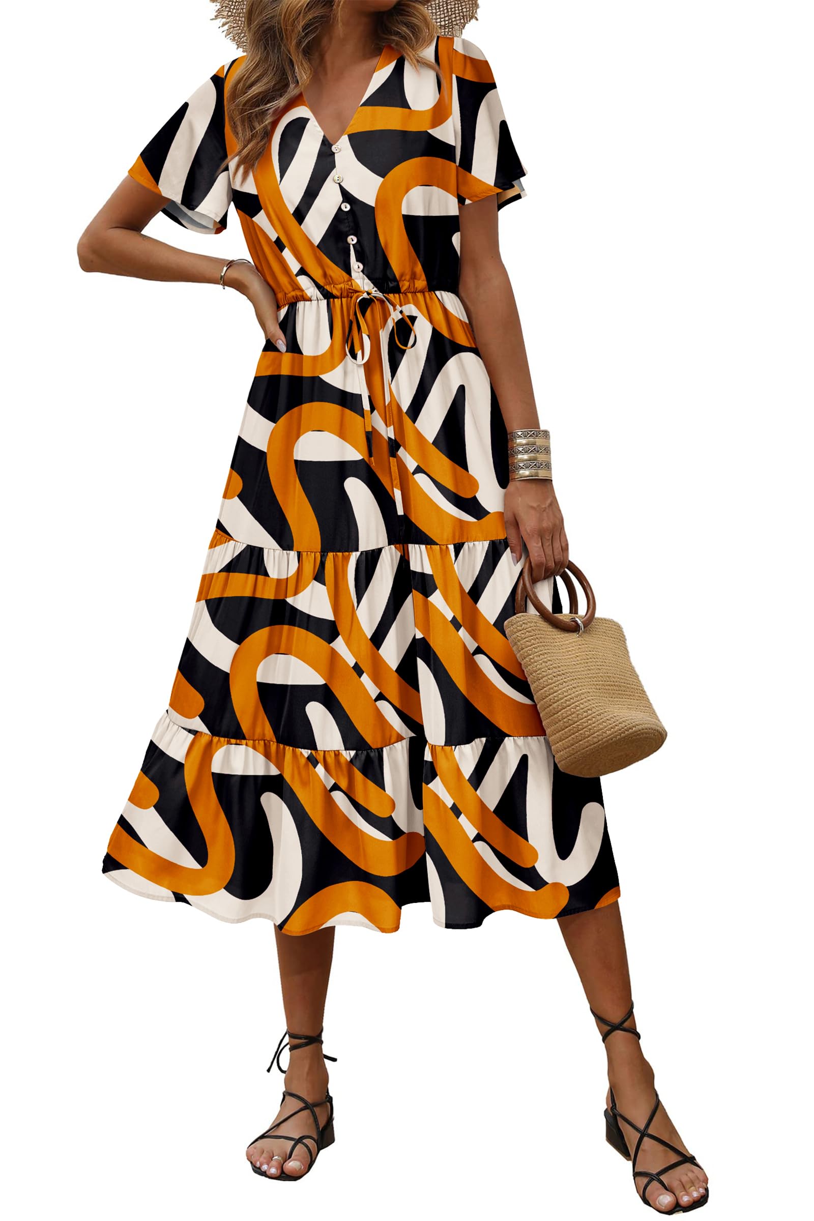 PRETTYGARDEN Floral Dress for Women 2026 Summer Casual Short Sleeve Maxi Dresses