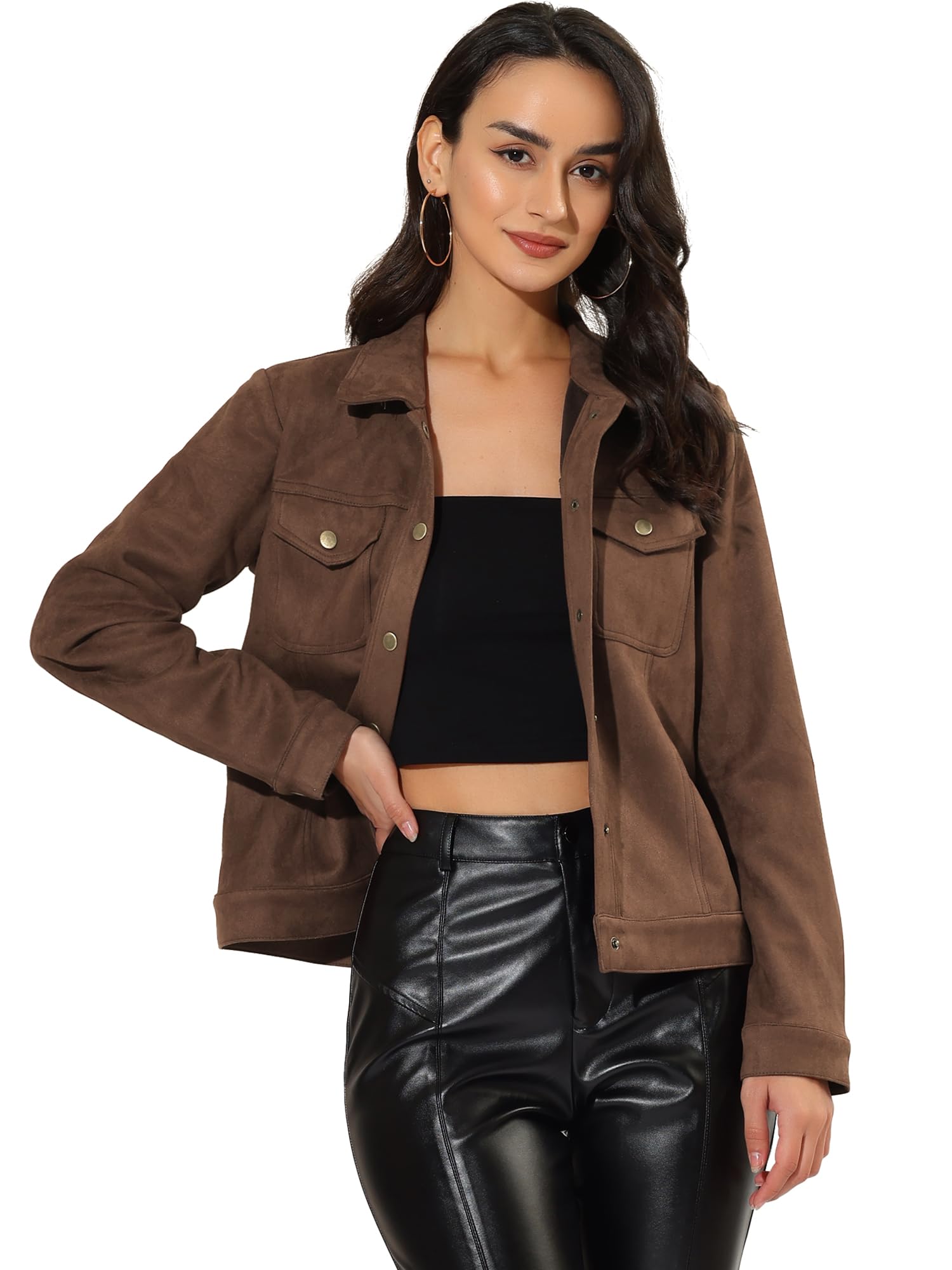 Allegra K Women's Faux Suede Jacket Open Front Cardigan Jacket (Pack of 1)