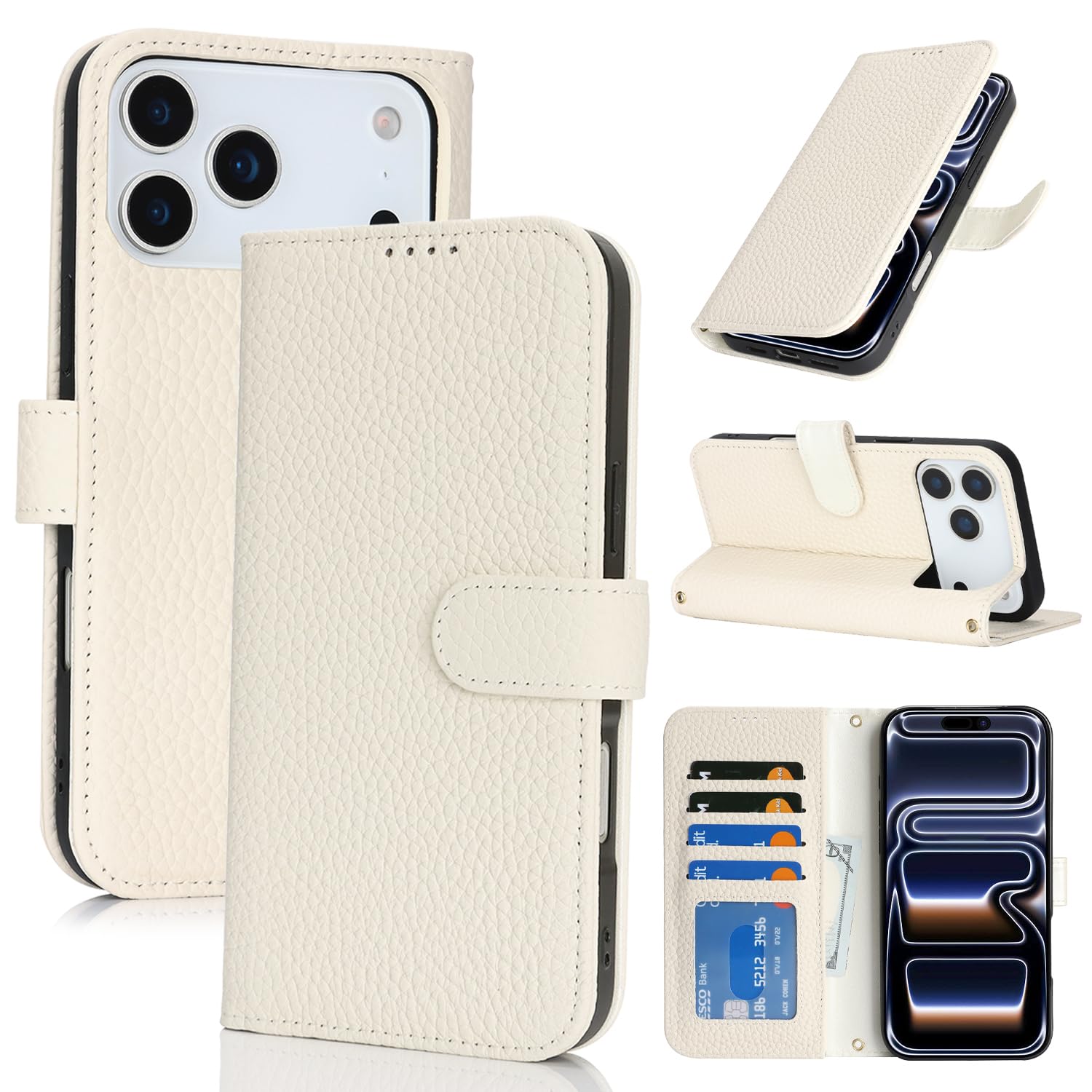 SailorTech Case for iPhone 18 Pro/17 Pro Genuine Leather with Wallet Card Slot, 