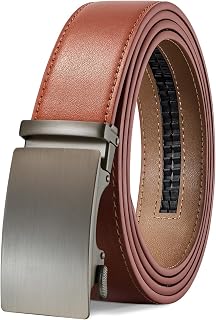 Tangchao Men's Leather Belt with Ratchet, Automatic Buckle, Business Suit Belt, 35 mm Wide, Black, Improved Material