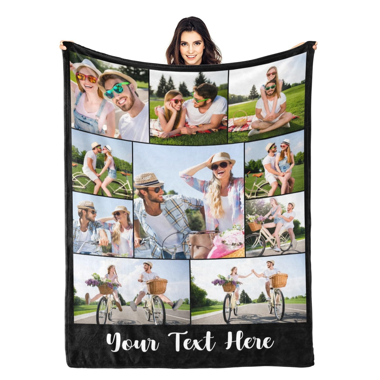 Custom Blanket with Photo Text- Personalized Gifts for Women Men Custom Photo Bl