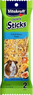Vitakraft Crunch Sticks Guinea Pig Treat Fruit & Honey Flavor - 2 Sticks | Real Dried Fruit, Sweet Honey Coating, Natural Wood Center, Encourages Foraging Chewing, 2 Count Pack