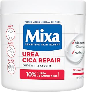 Mixa Body Cream, Urea Cica Repair Renewing Cream For Dry Rough Skin 400ml | With 10% Urea, Niacinamide, Renewing Cream For Bumpy Skin, Hypoallergenic Formula, Up To 100H Hydration,