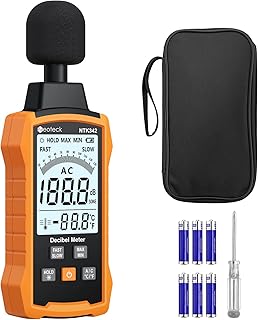 Neoteck 30-130dB Decibel Meter with A/C Weighted Digital Sound Level Meter | Portable Backlight SPL Meter with MAX/MIN FAST/SLOW Response Rate and Data Hold for Home Office Factories Noisy Neighbors