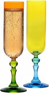 Krosno Flûtes à Champagne Orange-Jaune, lot de 2, 220 ml, Collection Bubble