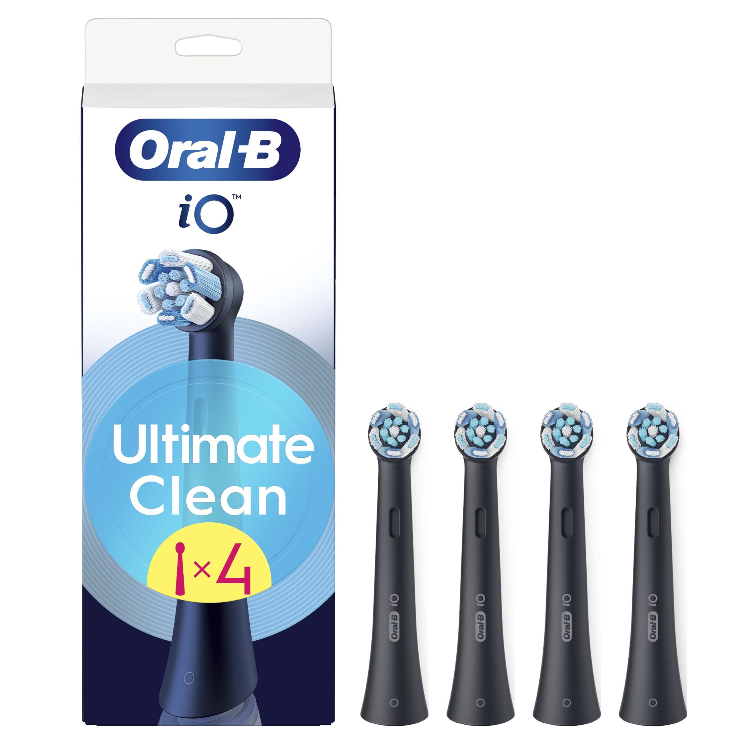 Oral-B iO Ultimate Clean Original Replacement Heads, Black, Pack of 4 | Oral B i