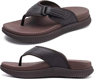 KuaiLu Mens Orthotic Cushion Flip Flops Athletic Recovery Walking Sandals