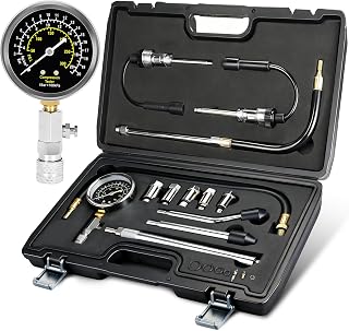 BETOOLL 13pcs Compression Tester with Spark Plug Tester - 300PSI Engine Cylinder Compression Gauge Automotive Tool