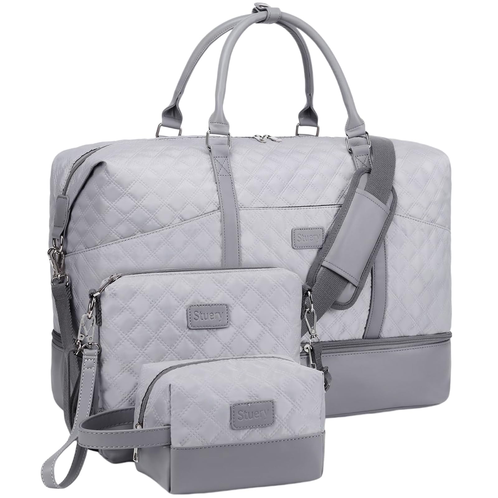 Leather Canvas Weekender Bags for Women: Large Overnight Bags Travel Duffel Bag 