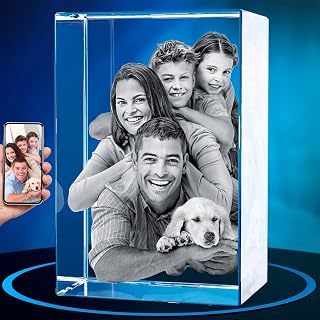 ArtPix 3D Crystal Photo, Personalized Gifts for Women, Wife, Mom, Her, Him, Men, Great Customized Gift With Your Own Photo - Anniversary, Wedding, Birthday - Custom Glass 3D Laser Etched Picture Frame