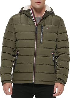 Tommy Hilfiger Adaptive Veste Matelassée Imperméable À Capuche Doublée Sherpa Manteau Homme (lot de 1)