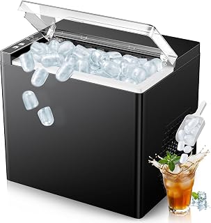 Countertop Ice Makers Machine, Portable Ice Machine Producing 9 Ice Cubes Within 6 Mins, Bullet Ice Available in Two Sizes(S/L), Compact Mini Ice Maker Appliance for Home Kitchen Camping （Black）