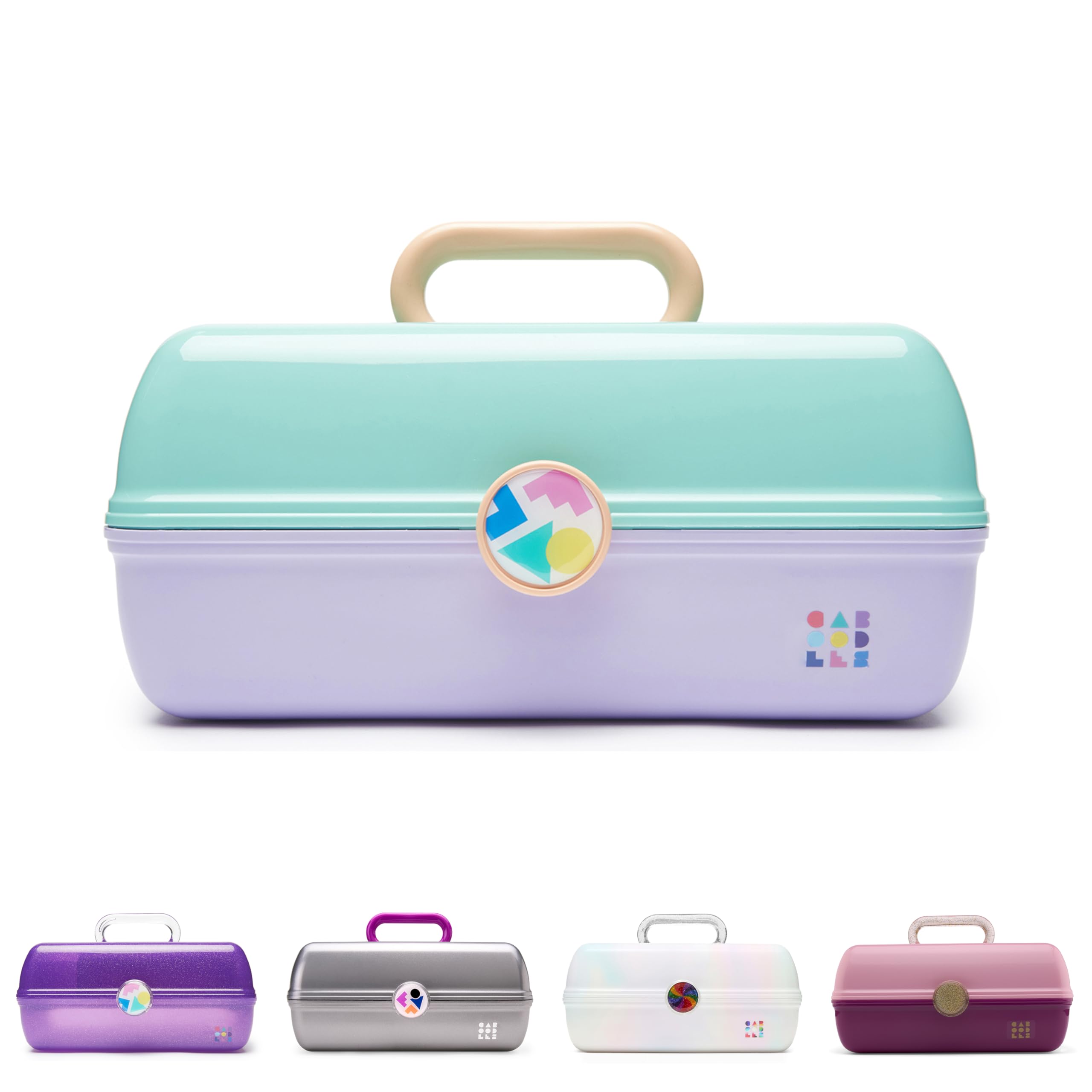Caboodles On-The-Go Girl Makeup Box, Seafoam on Lavender, Hard Plastic Makeup Or