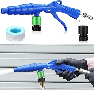 Gulfmew Coolant System Flush Gun Kit Radiator Tool Hose Connector, Blue | Heater Core Backflush Tool, Cooling System Kit, Hose Adapter Air Fitting PTFE Tape 19-40mm Rubber Nozzles for Flushing