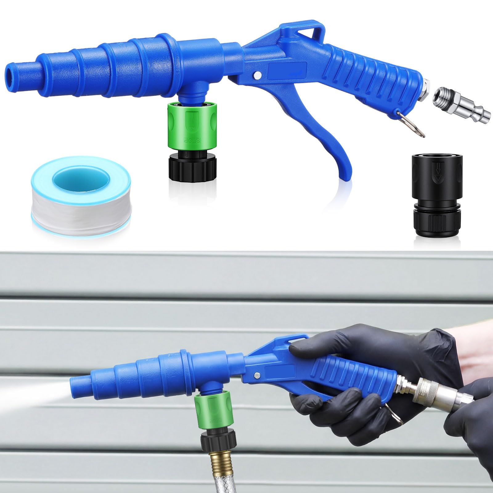 Gulfmew Coolant System Flush Gun Kit Radiator Tool Hose Connector, Blue | Heater