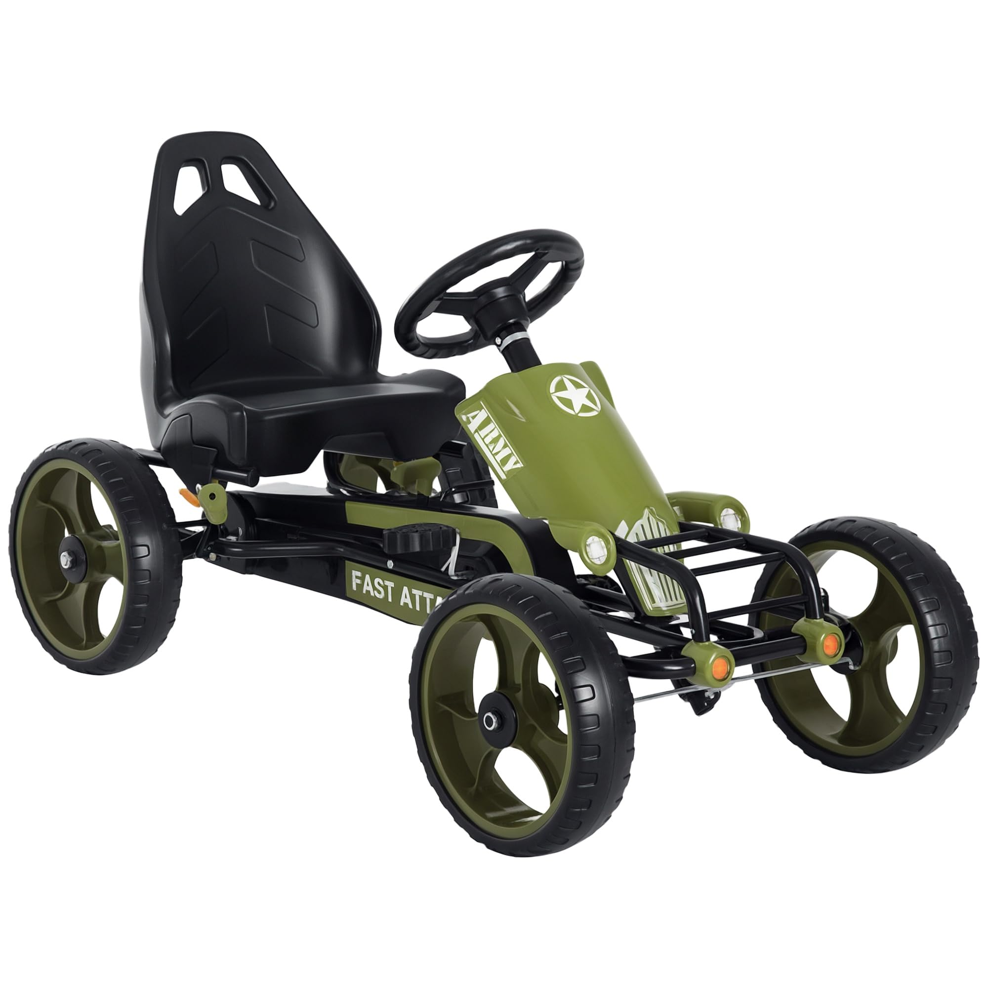 Aosom Go Kart for Kids Pedal with Adjustable Seat EVA Wheels Ages 3-6 Green | Fo