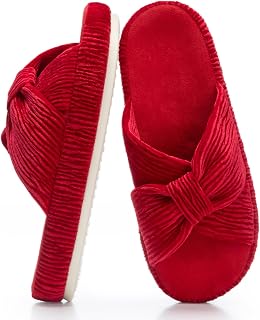 Chantomoo Slippers for Women Memory Foam House Bedroom Corduroy Bow Crossbands Slide Slipper Shoes Comfy Trendy Gift Slippers