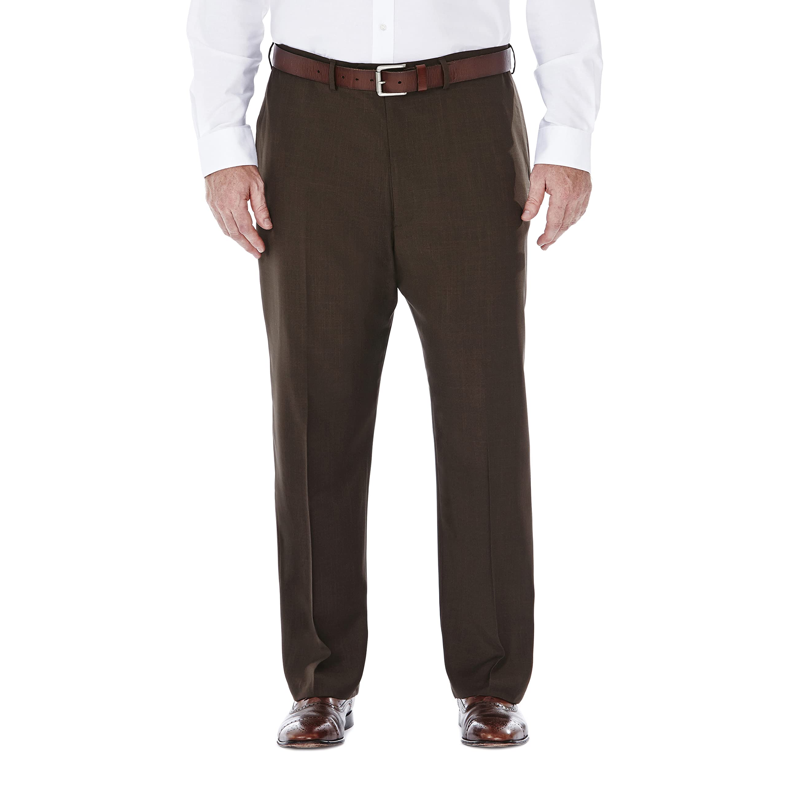 Haggar mensHD00218Eclo Stria Expandable-Waist Plain-Front Dress Pant Dress Pants