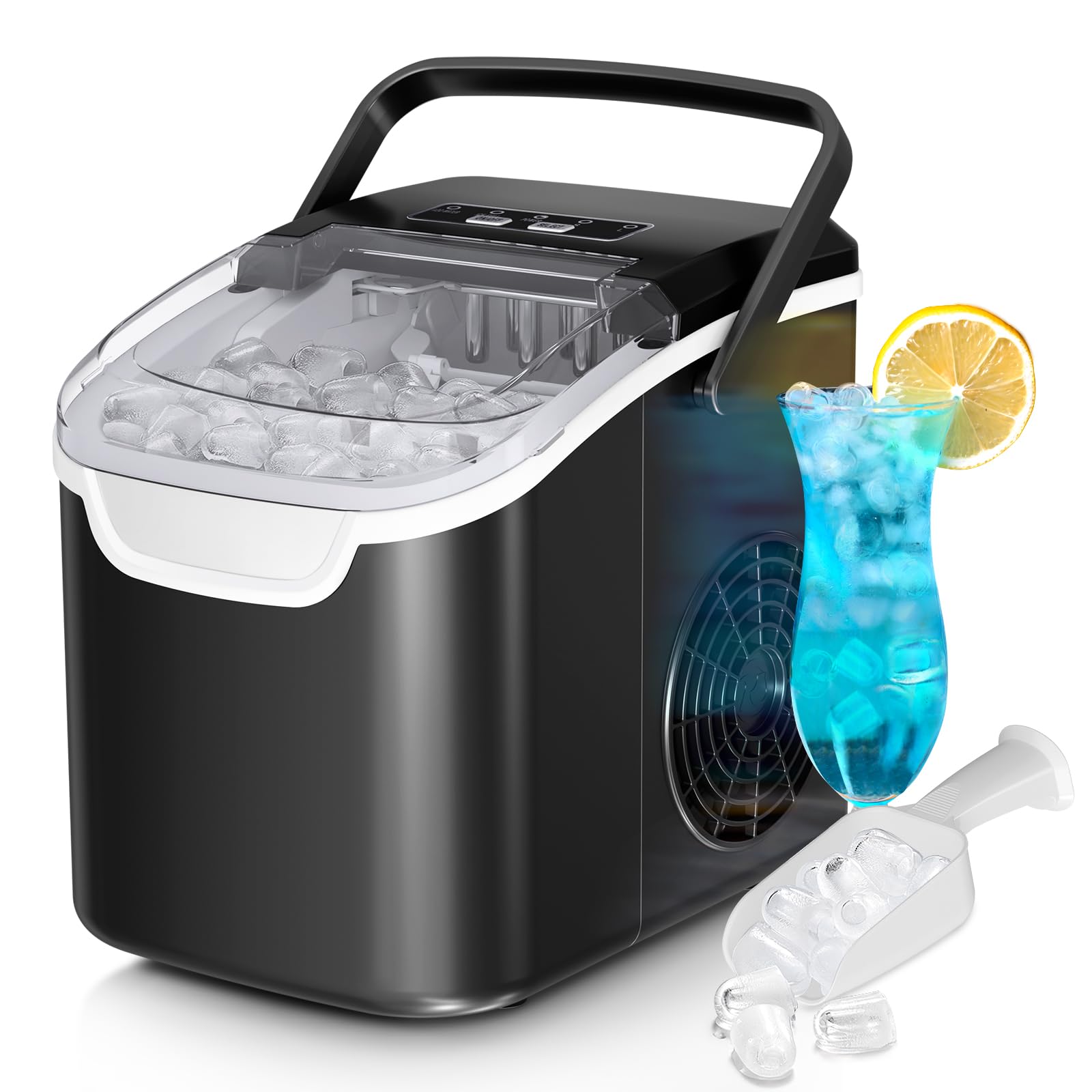 Antarctic Star Countertop Ice Maker Machine, 26Lbs/Day Fastest 6‑Min Ice | 8 bul