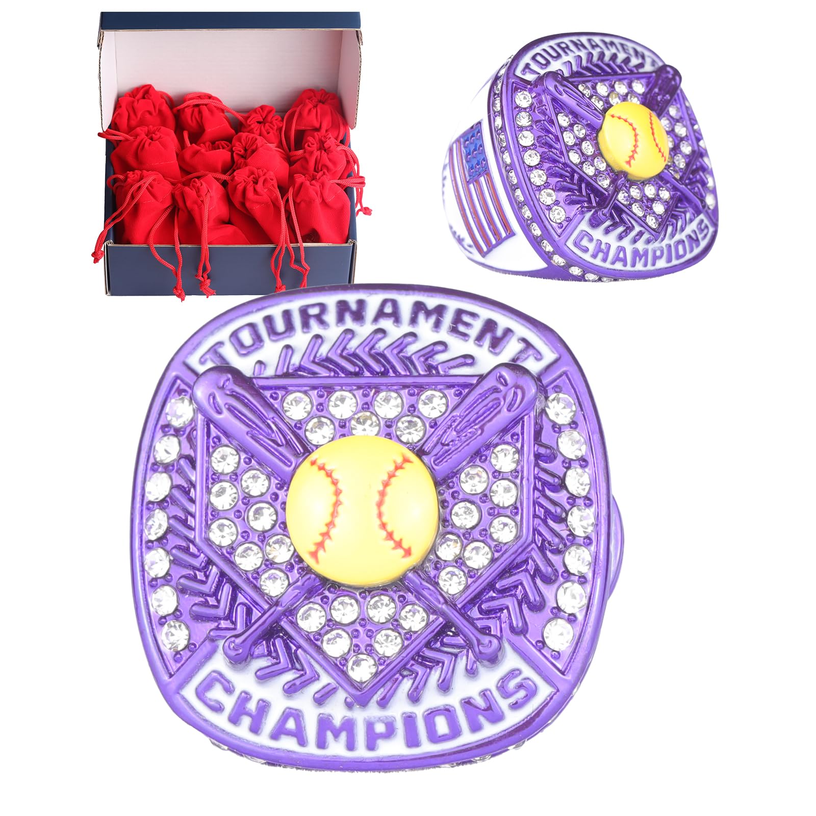 TOPSPORTSJEWELRY 12 pcs Pack Metallic Colors Softball Tournament championhsip Tr