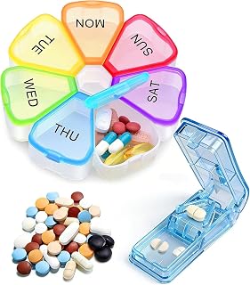 Weekly Pill Organizer with Pill Cutter, Pill Case Travel, Pill Box 7 Day